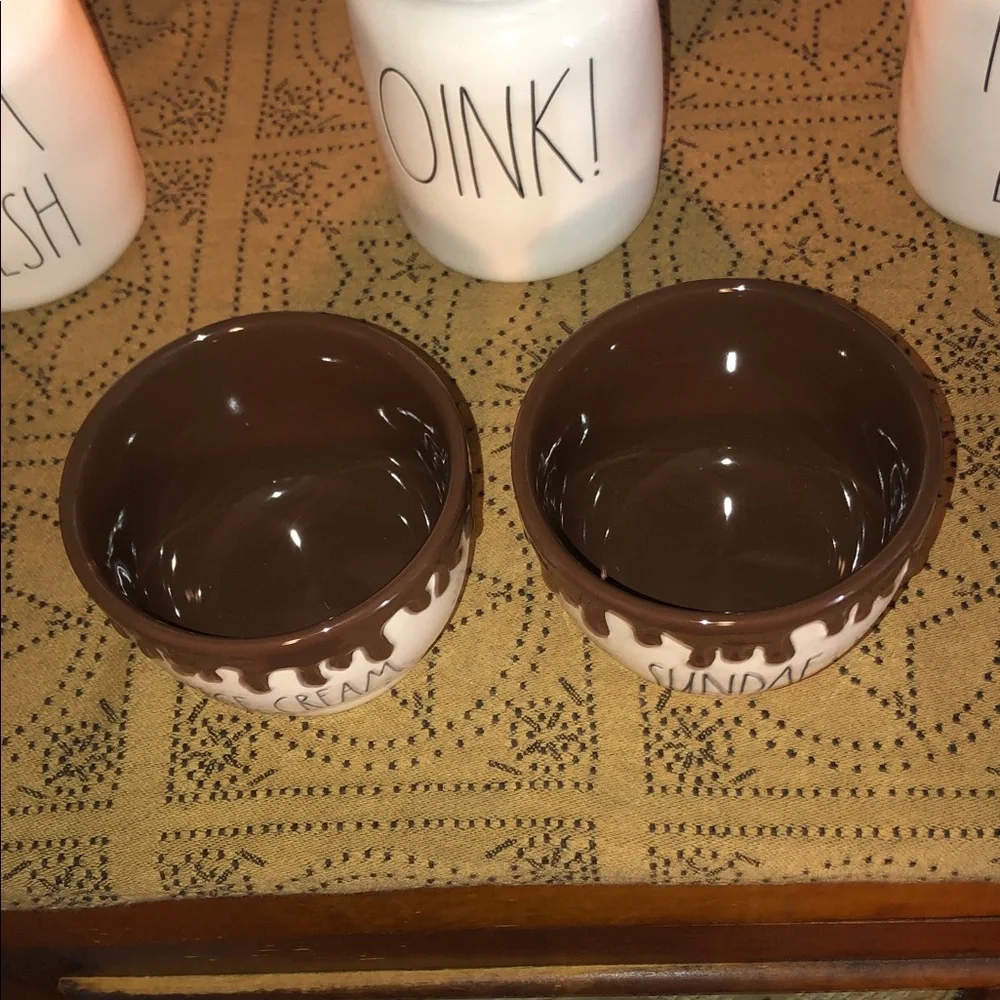 Rae Dunn ICE CREAM & SUNDAE Ice Cream Set of 2 Bowls